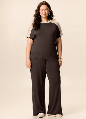 Malwee - Blusa Ampla em Moletinho Café - MALWEE
