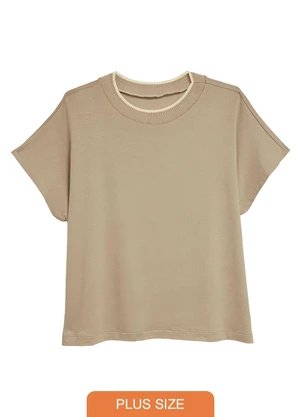 Malwee - Blusa Ampla em Moletinho Plus Areia - MALWEE
