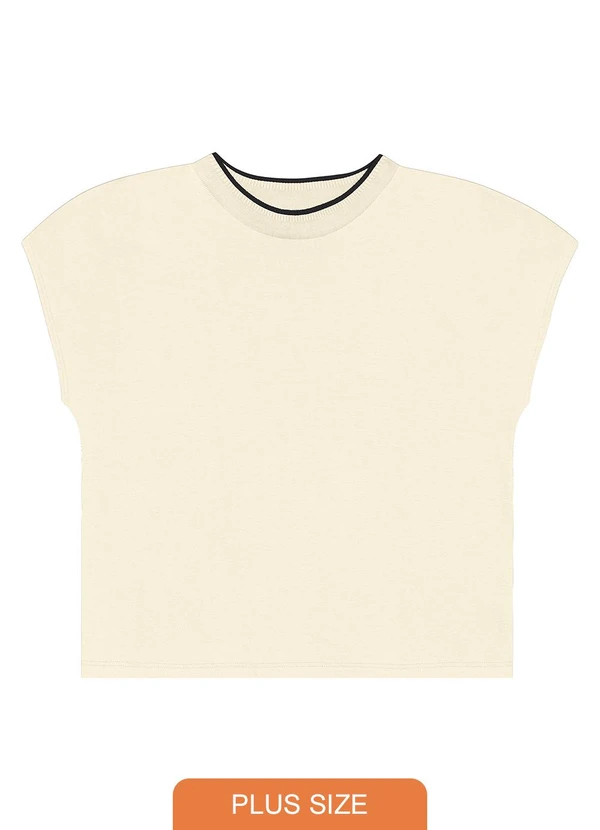 Malwee - Blusa Ampla em Moletinho Plus Off White