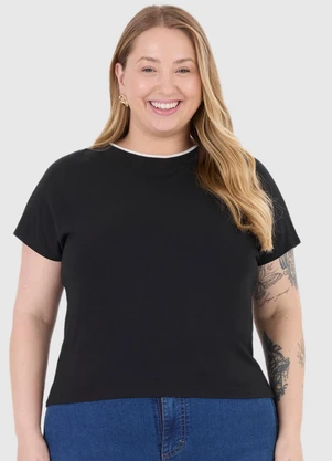 Malwee - Blusa Ampla em Moletinho Plus Preto - MALWEE