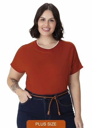 Malwee - Blusa Ampla em Moletinho Plus Terracota - MALWEE