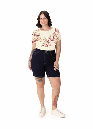 Malwee - Blusa Ampla Floral Meia Malha Plus Off White - MALWEE