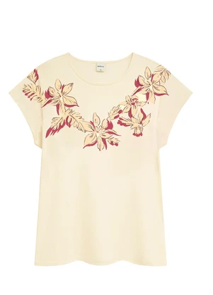 Malwee - Blusa Ampla Floral Meia Malha Plus Off White - MALWEE