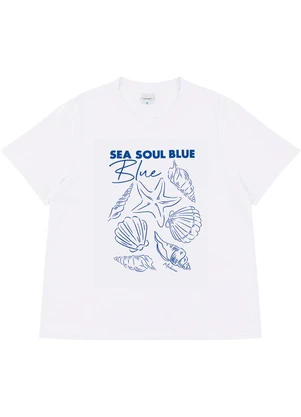 Malwee - Blusa Ampla Sea Soul Blue PlusBranco - MALWEE