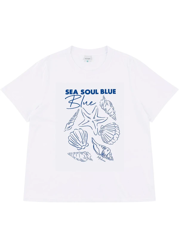 Malwee - Blusa Ampla Sea Soul Blue PlusBranco 1
