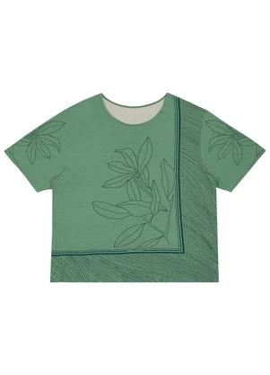 Malwee - Blusa Ampla Tropical Plus Verde Menta - MALWEE