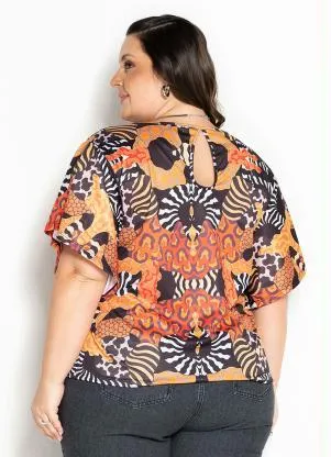 Marguerite - Blusa Animal Print com Mangas Amplas Plus Size - MARGUERITE