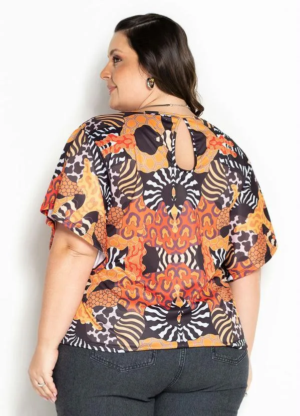 Marguerite - Blusa Animal Print com Mangas Amplas Plus Size 2