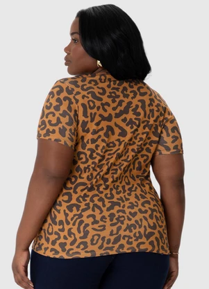 Malwee - Blusa Animal Print em Malha Plus Marrom - MALWEE