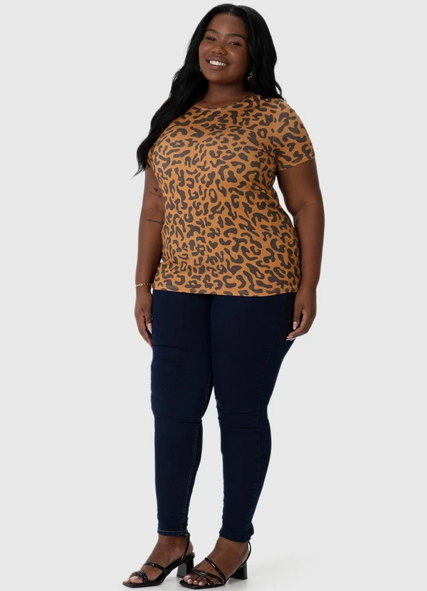 Malwee - Blusa Animal Print em Malha Plus Marrom 2