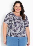 Blusa Arabescos com Franzidos Plus Size