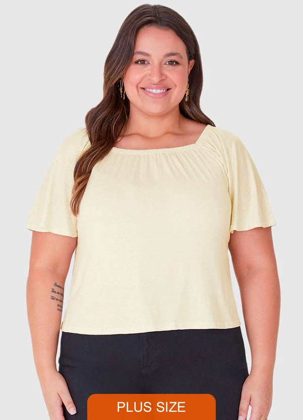 Malwee Plus - Blusa Areia Ampla em Viscolinho