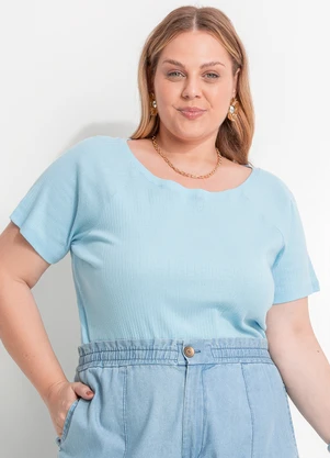 Marguerite - Blusa Azul Bebê em Canelado - MARGUERITE