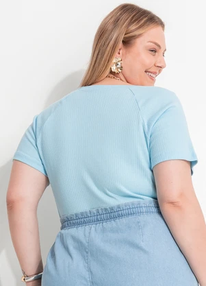 Marguerite - Blusa Azul Bebê em Canelado - MARGUERITE