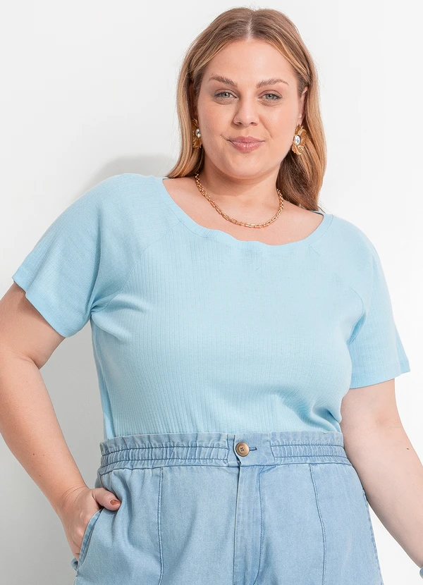 Marguerite - Blusa Azul Bebê em Canelado