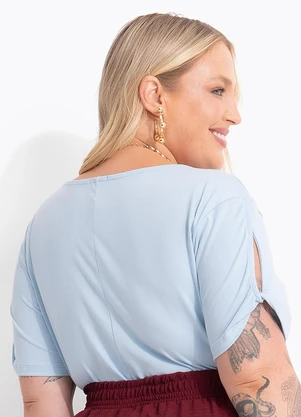 Marguerite - Blusa Azul Bebê em Malha Suede Macia - MARGUERITE