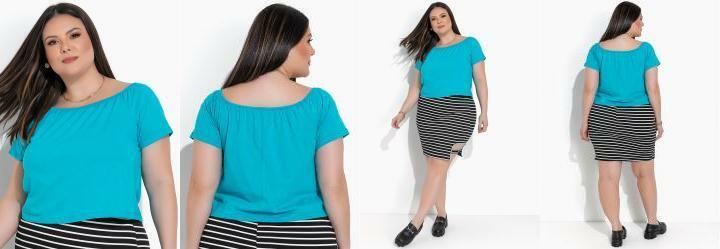 Blusa Azul Claro em Malha de Algodo