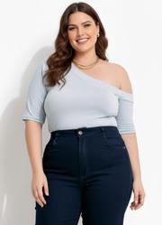 Blusa Azul Claro em Malha Suede