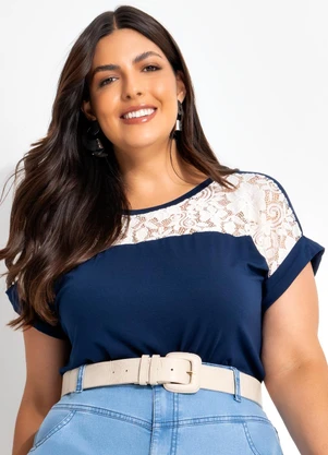 Marguerite - Blusa Azul Escuro em Malha de Viscose - MARGUERITE