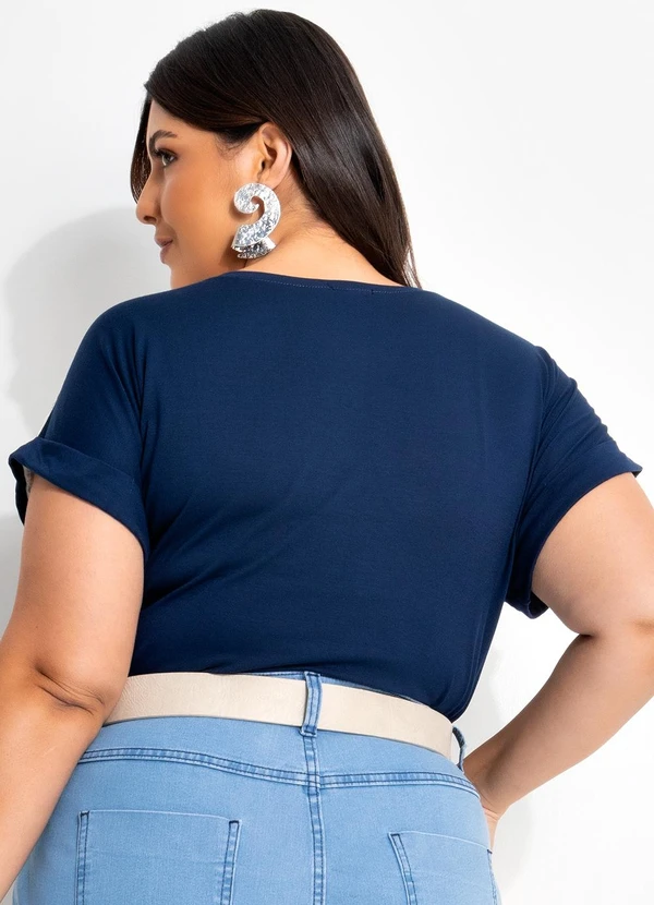 Marguerite - Blusa Azul Escuro em Malha de Viscose 2