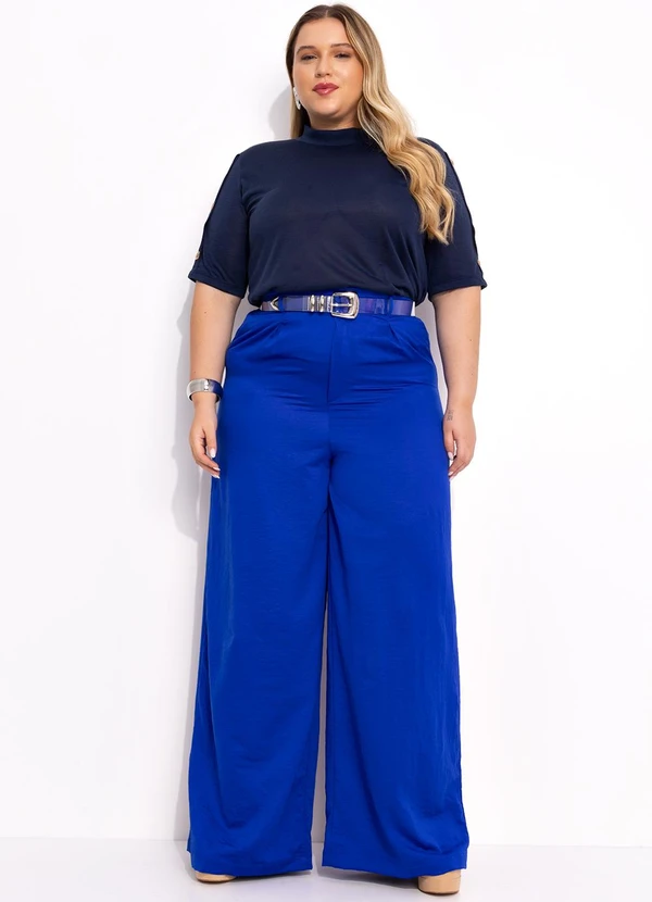 Marguerite - Blusa Azul Escuro em Malha Flamê 3