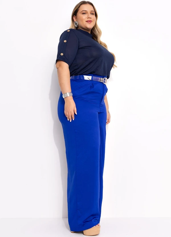 Marguerite - Blusa Azul Escuro em Malha Flamê 4