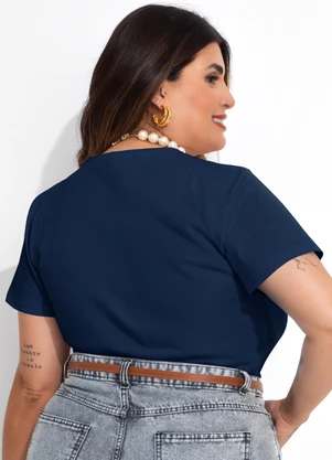 Marguerite - Blusa Azul Marinho com Bordado - MARGUERITE