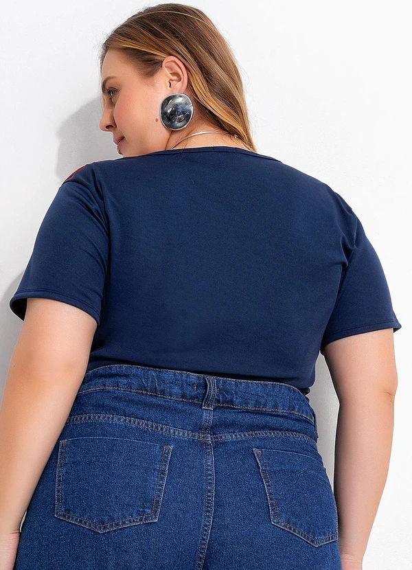 Marguerite - Blusa Azul Marinho com Recortes Contrastantes 5