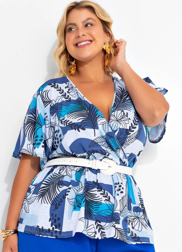 Marguerite - Blusa Azul Marinho em Malha com Elastano