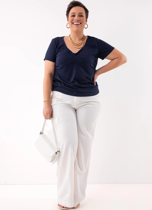 Marguerite - Blusa Azul Marinho em Malha de Poliéster 3