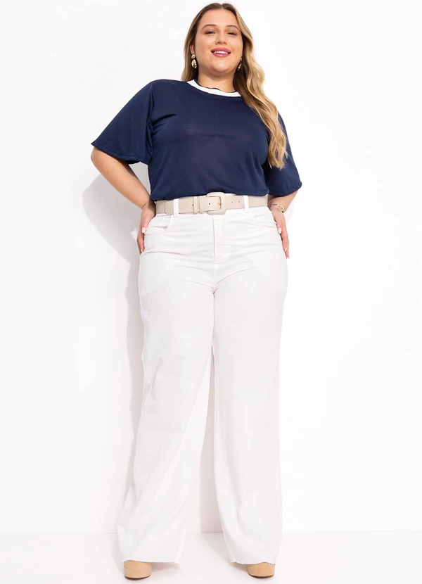 Marguerite - Blusa Azul Marinho em Malha Flamê 3