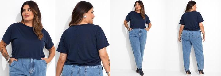 Blusa Azul Marinho em Malha Flam