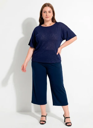 Marguerite - Blusa Azul Marinho em Malha Texturizada - MARGUERITE