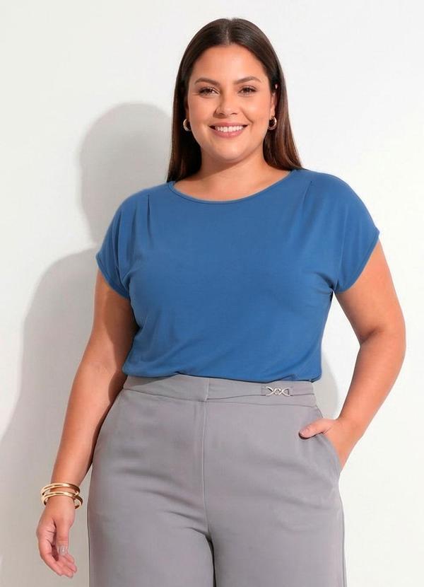 Blusa (Azul M�dio) em Malha de Viscose