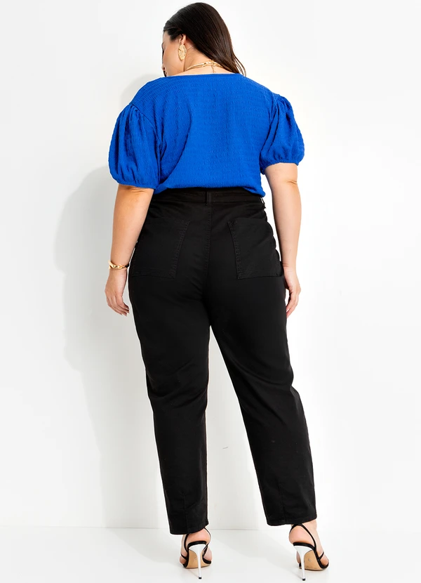 Marguerite - Blusa Azul Royal em Malha Anarruga 3