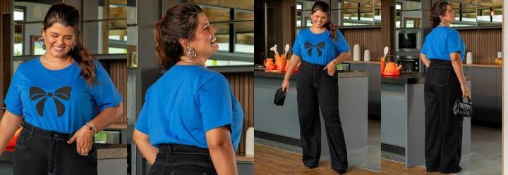 Blusa Azul Royal em Malha de Algodo