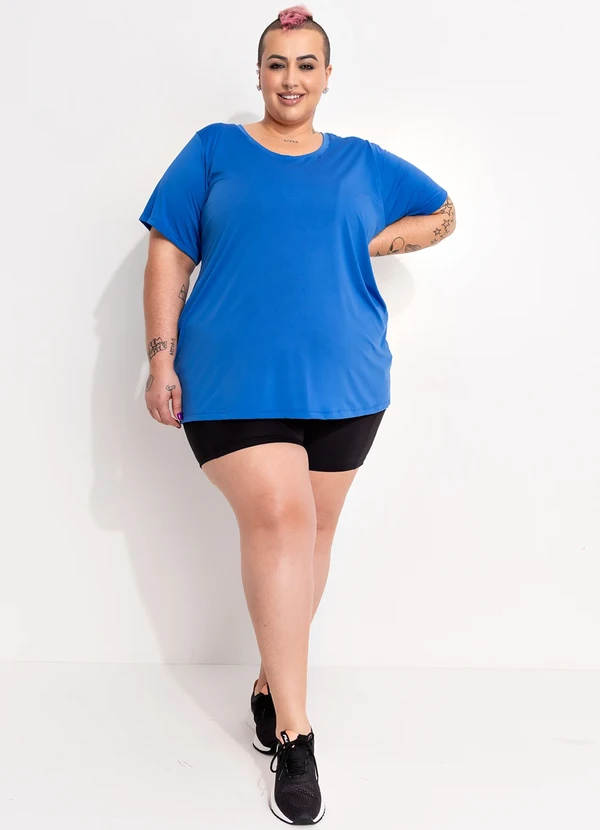 Marguerite - Blusa Azul Royal em Microfibra - Dry Fit Uv50+ 3