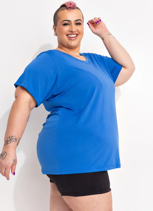 Marguerite - Blusa Azul Royal em Microfibra - Dry Fit Uv50+ 6