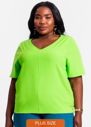 Secret Glam - Blusa Básica Decote V Feminina Verde - SECRET GLAM