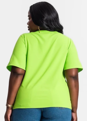 Secret Glam - Blusa Básica Decote V Feminina Verde - SECRET GLAM