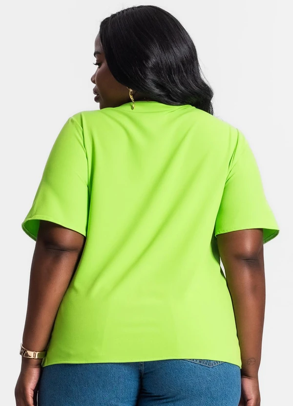 Secret Glam - Blusa Básica Decote V Feminina Verde 2