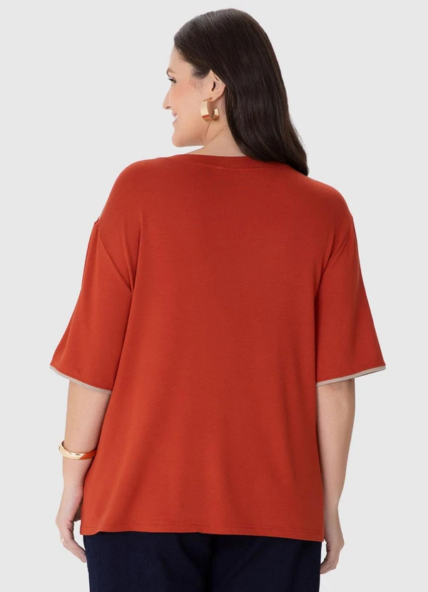 Malwee - Blusa Básica em Moletinho Plus Terracota 2