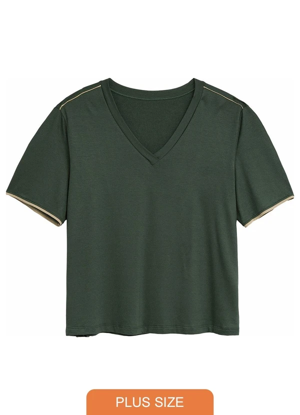 Malwee - Blusa Básica em Moletinho Plus Verde Militar 1