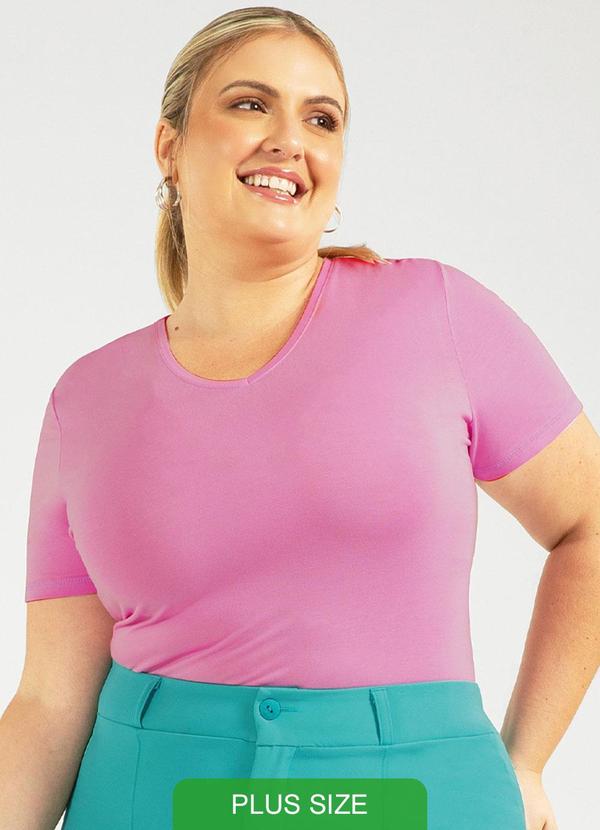 Cativa - Blusa Básica Lisa Plus Size Roxo