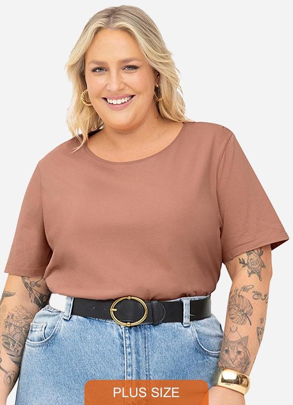 Secret Glam - Blusa Básica Plus Size Marrom
