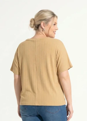 Marguerite - Blusa Bege em Malha Canelada Modal - MARGUERITE