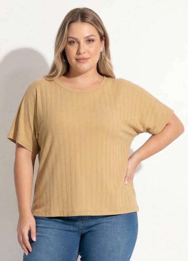 Blusa (Bege) em Malha Canelada Modal