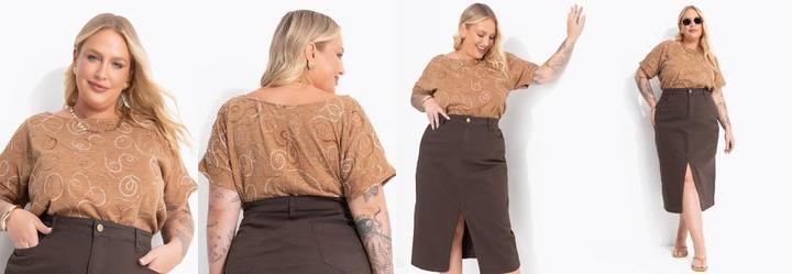Blusa Bege em Malha Texturizada