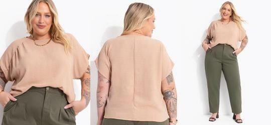 Blusa Bege em Tecido Leve