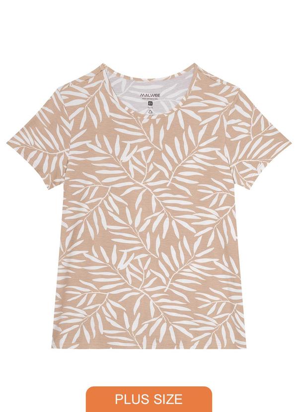 Malwee Plus - Blusa Bege Folhagens Feminina